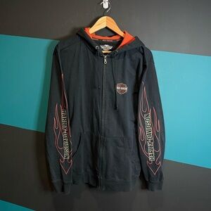 Harley-Davidson Black Zip Up Sweater Vintage size Large